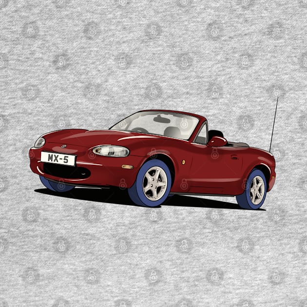 Mazda MX-5 Mk. 2 in dark red by Webazoot